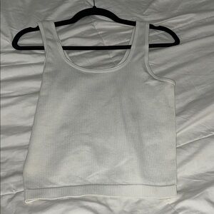 Women's White Ribbed Tank Top